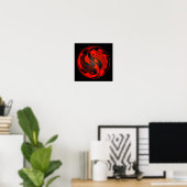 Red en Black Yin Yang Koi Fish Poster (Thuiskantoor)