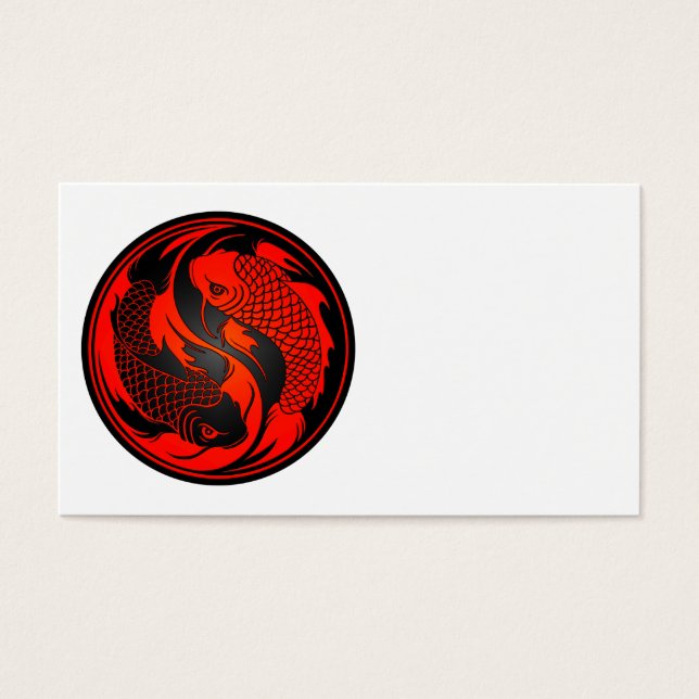 Red en Black Yin Yang Koi Fish Visitekaartje (Voorkant)