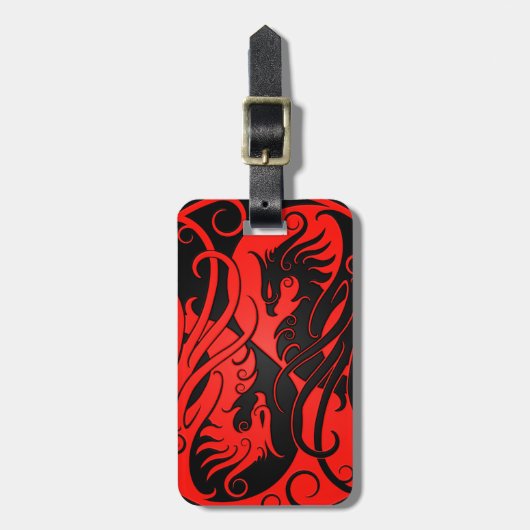Red en Black Yin Yang Phoenix Bagagelabel (Voorkant verticaal)