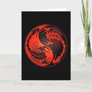 Red en Black Yin Yang Scorpions Kaart