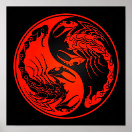 Red en Black Yin Yang Scorpions Poster