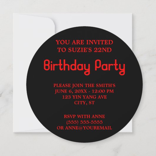 Red en Black Yin Yang Symbol Birthday Kaart (Achterkant)