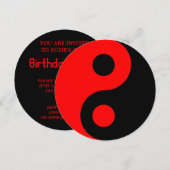 Red en Black Yin Yang Symbol Birthday Kaart (Voorkant / Achterkant)