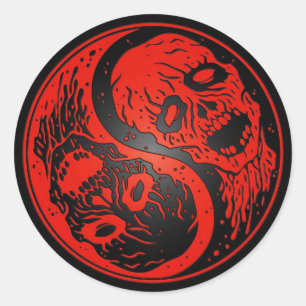 Red en Black Yin Yang Zombies Ronde Sticker