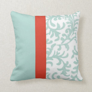 Red en Blauwgroen Blue Floral Damask Kussen