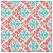 Red en Blauwgroen Damask Stof (Swatch)