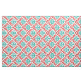 Red en Blauwgroen Damask Stof (Fat Quarter)