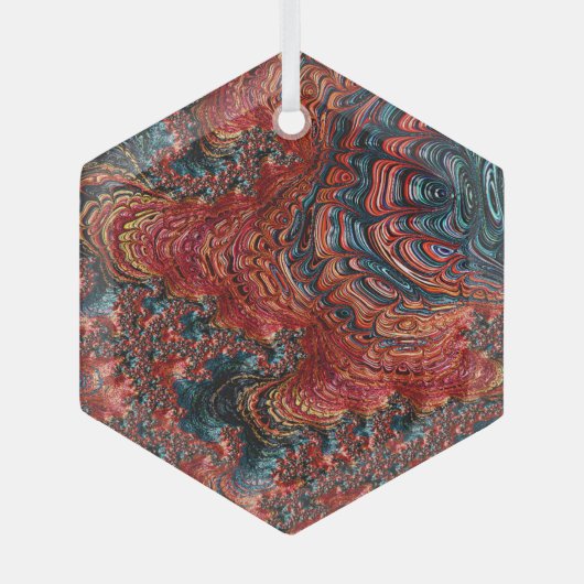 Red en Blue Abalone Shell Fractal Suncatcher Glas Ornament (Voorkant)
