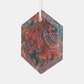 Red en Blue Abalone Shell Fractal Suncatcher Glas Ornament (Voorkant links)
