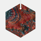Red en Blue Abalone Shell Fractal Suncatcher Glas Ornament (Achterkant)