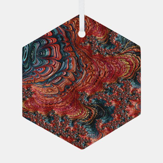 Red en Blue Abalone Shell Fractal Suncatcher Glas Ornament (Achterkant)