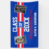 Red en Blue Afstuderen Foto gefeliciteerd Spandoek (Verticaal)