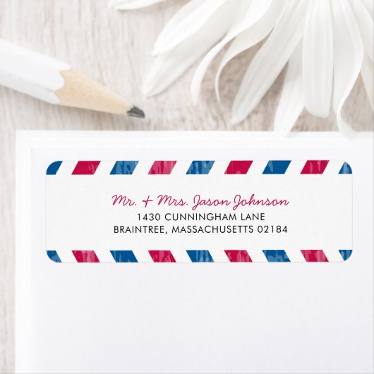 Red en Blue Airmail RETOURADRES Mailing Etiket (Insitu)
