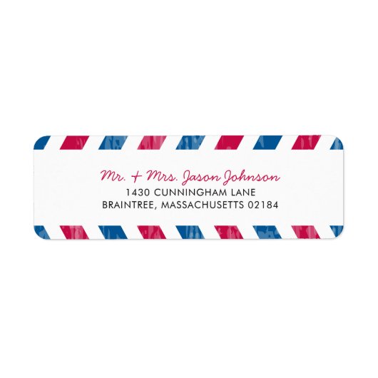 Red en Blue Airmail RETOURADRES Mailing Etiket (Voorkant)