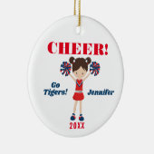 Red en Blue Cheer Brunette Cheerleader Ornament (Rechts)
