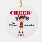 Red en Blue Cheer Brunette Cheerleader Ornament (Voorkant)