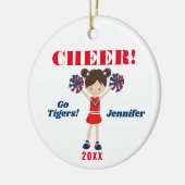 Red en Blue Cheer Brunette Cheerleader Ornament (Links)