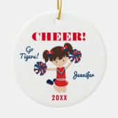 Red en Blue Cheer Brunette Cheerleader Ornament (Voorkant)