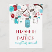 Red en Blue Mason Jars Save the Date Briefkaart (Voorkant)