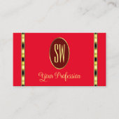 Red en Burgundy Modern met Monogram Professional Visitekaartje (Voorkant)