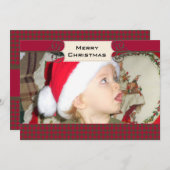 Red en Chocolate Argyle Custom Photo Holiday Kaart (Voorkant / Achterkant)