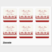 Red en Cream Floral Dank u bruiloft gunst Labels (Vel)