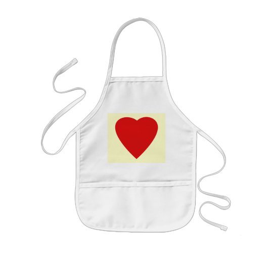 Red en Cream Love Heart Design. Kinder Schort (Voorkant)