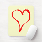 Red en Cream Love Heart Design. Muismat (Met muis)