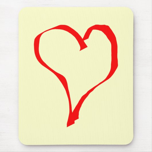 Red en Cream Love Heart Design. Muismat (Voorkant)