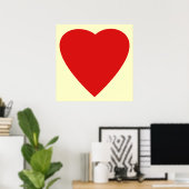 Red en Cream Love Heart Design. Poster (Thuiskantoor)