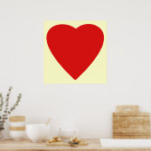 Red en Cream Love Heart Design. Poster (Keuken)