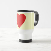 Red en Cream Love Heart Design. Reisbeker (Voorkant rechts)