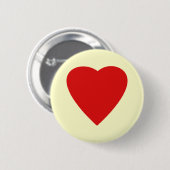 Red en Cream Love Heart Design. Ronde Button 5,7 Cm (Voorkant /achterkant)