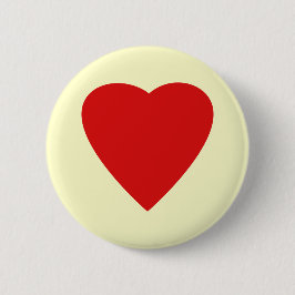 Red en Cream Love Heart Design. Ronde Button 5,7 Cm