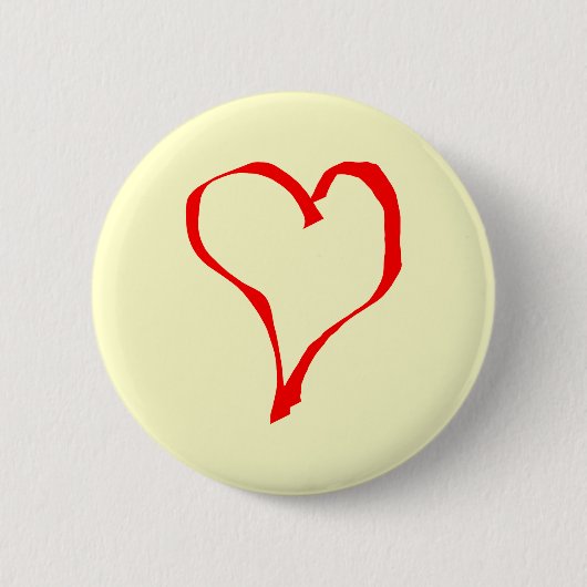 Red en Cream Love Heart Design. Ronde Button 5,7 Cm (Voorkant)