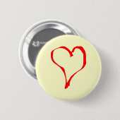 Red en Cream Love Heart Design. Ronde Button 5,7 Cm (Voorkant /achterkant)