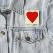Red en Cream Love Heart Design. Vierkante Button 5,1 Cm (In situ)