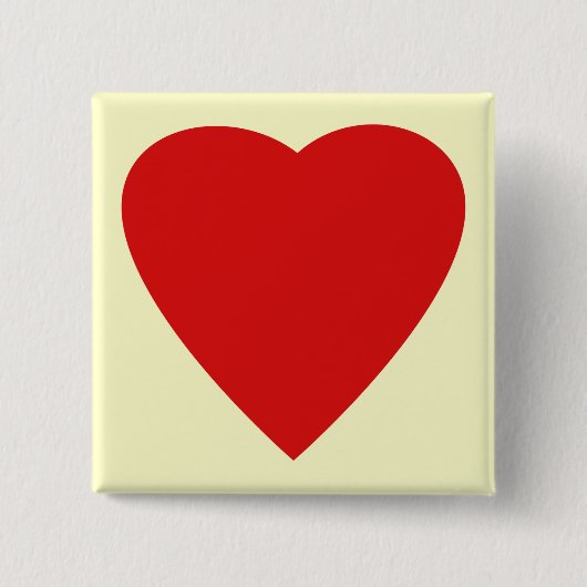 Red en Cream Love Heart Design. Vierkante Button 5,1 Cm (Voorkant)