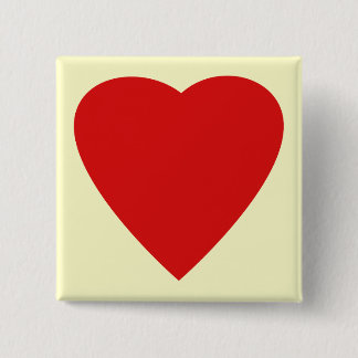 Red en Cream Love Heart Design. Vierkante Button 5,1 Cm