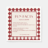 Red en Cream Retro Bold Leuke Feiten Trouwen Servet (Voorkant)