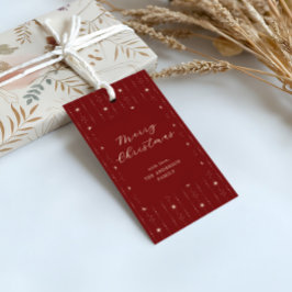 Red en Cream sterren vrolijk kerstfeest Cadeaulabel
