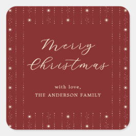 Red en Cream sterren vrolijk kerstfeest Vierkante Sticker
