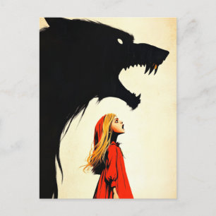 Red en de zwarte wolf huilen donkere fantasie briefkaart