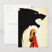 Red en de zwarte wolf huilen donkere fantasie briefkaart (Voorkant / Achterkant)
