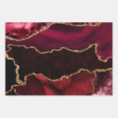 Red en Faux Gold Glitter Marble Agate Inpakpapier Vel (Voorkant 2)