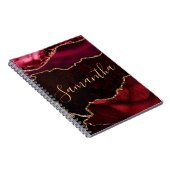 Red en Faux Gold Glitter Marble Agate Notitieboek (Rechterzijde)