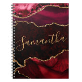 Red en Faux Gold Glitter Marble Agate Notitieboek (Voorkant)