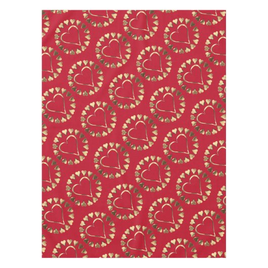 Red en Faux Gold Hearts Romantic Valentijn Tafelkleed (Voorkant)