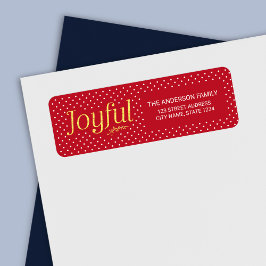 Red en Faux Gold Joyful Holiday-adres Etiket