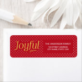 Red en Faux Gold Joyful Holiday-adres Etiket (Insitu)